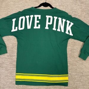 Victoria's Secret LOVE PINK Green Bay Packers NFL Spirit Jersey XS Yellow Stripe